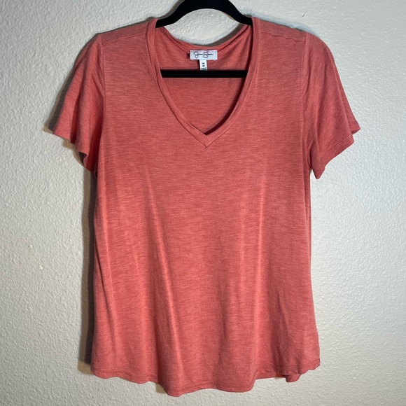 Jessica Simpson Tops - Jessica Simpson V-Neck Coral Peach Short Sleeve Top Size Medium
